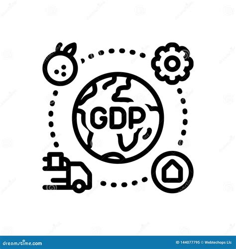 Black Line Icon For Gdp Domestic And Product Stock Illustration