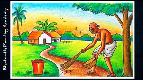 Gandhiji Swachh Bharat Drawing Gandhi Jayanti YouTube