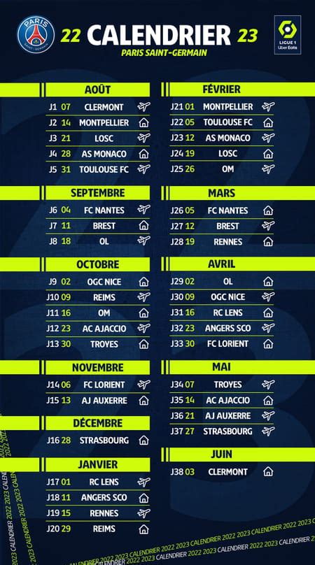 Psg Le Calendrier Complet De La Saison En L Ligue Images