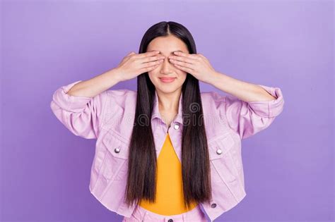 Photo Of Nice Millennial Brunette Lady Close Eyes Wear Pink Jacket