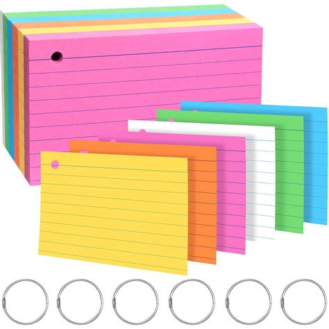 300 Pcs Index Cards 3 X 5 Inch Flash Cards With Rings Punched Note