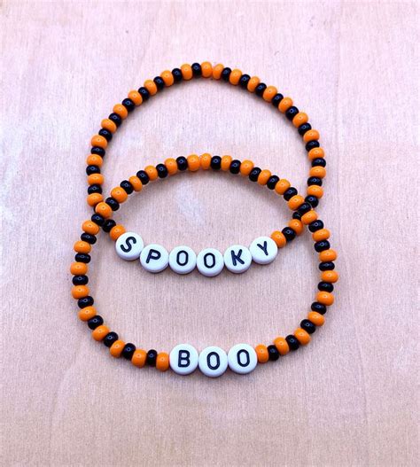 Halloween Bead Bracelet Custom Halloween Bracelet Spooky Bracelet