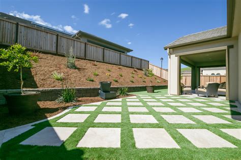 Grass and Pavers Backyard Design Ideas - Contemporary - Patio - San ...