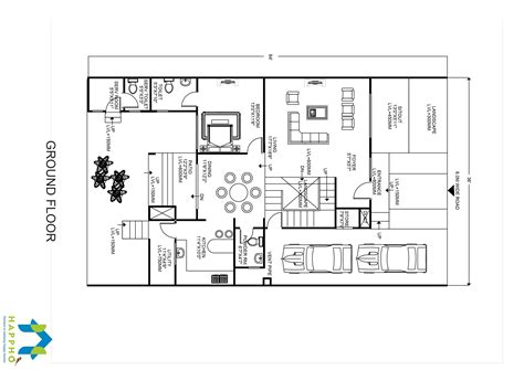 3-BHK Floor Plan for 65 X 40 Plot (2600 Square Feet/289 SquareYards