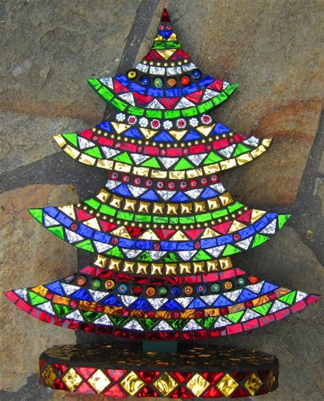 Items Similar To Mosaic Christmas Tree Table Decoration On Etsy