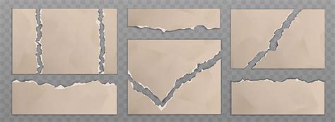 Torn Craft Paper Brown Cardboard Sheets Set 20869317 Vector Art At