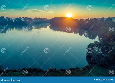 Early Morning, Sunrise Over the Lake Stock Photo - Image of lake, mist ...