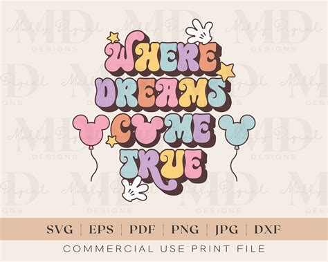 Where Dreams Come True Svg Retro Mouse Svg Magical Kingdom Etsy