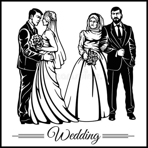 Wedding Couple Silhouette Groom And Bride Vector Stock Stock Vector