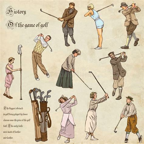 Golf And Golfers Hand Drawn Vintage Pack Freehand Sketching Stock