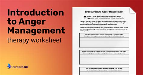 Introduction To Anger Management Worksheet Therapist Aid