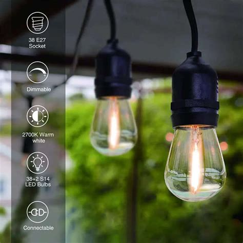 String Lights 20m Waterproof Led Bulb String Lights Outdoor Street