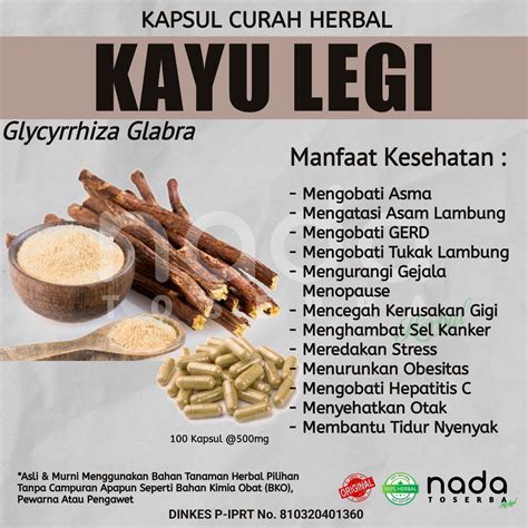 Kapsul KAYU LEGI AKAR MANIS 100 Kapsul Herbal Curah Herbal Batuk