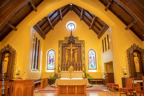 St Julia Catholic Church Altar At Boston Post Road In Historic