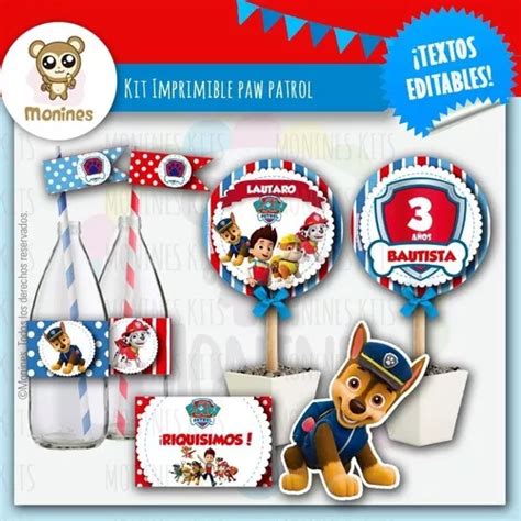 Kit Imprimible Paw Patrol Patrulla Canina Texto Editable Imprimibles