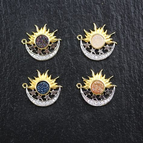 10pcsgoldenandsilver Plated Sunmoon And Star Charms Findingstitanium