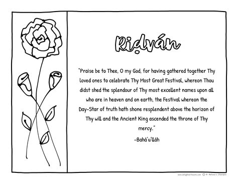 A T Coloring Page To Celebrate Ridván Delighted Hearts