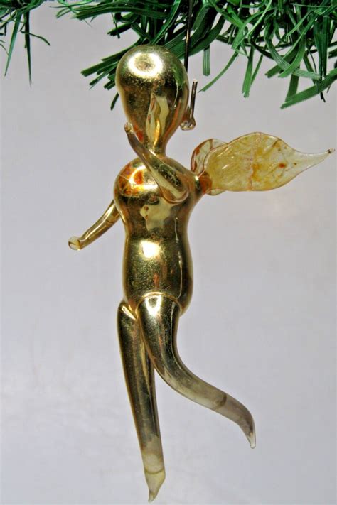 Vintage Glass Tinker Bell Gold Angel Large Christmas Ornament De Carlini Italy Ebay