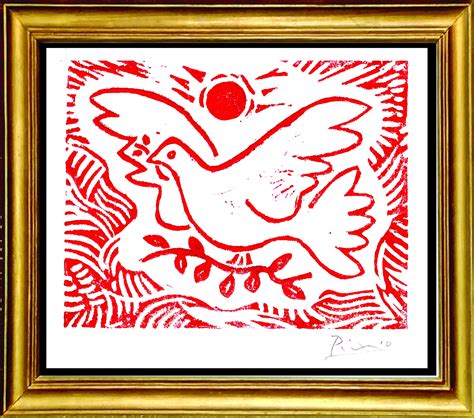 Pablo Picasso Dove Of Peace Original Hand Signed Limited Edition Linocut Print With Coa Unframed