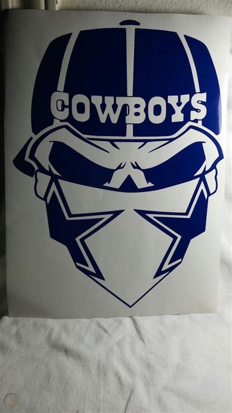 Dallas Cowboys Skull Decal Sticker Nfl Cars Trucks Football Large Decal