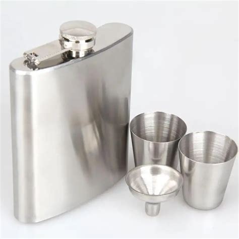 Buy 7oz Hip Flasks Set Portable Stainless Steel Pocket