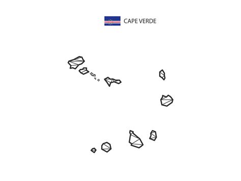 Mosaic Triangles Map Style Of Cape Verde Isolated On A White Background