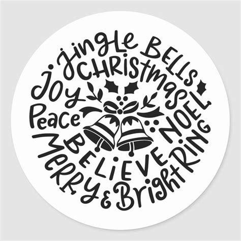 Christmas Jingle Bells Peace Joy Merry Bright Noel Classic Round