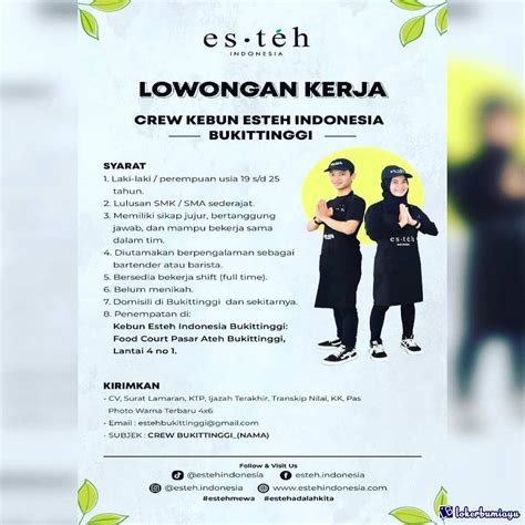 Lowongan Kerja Kebun Esteh Indonesia Bukittinggi Januari