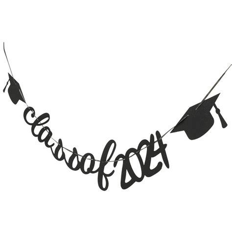 웃2024 Graduation Banner Congrats Decoration Class Of Cap Garland Party