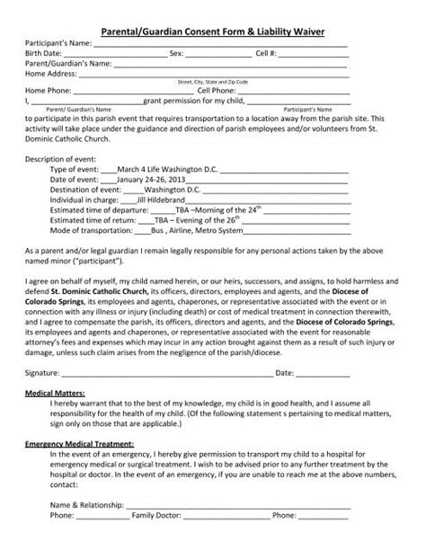 Fillable Parent Or Guardian Consent Form Printable Forms Free Online