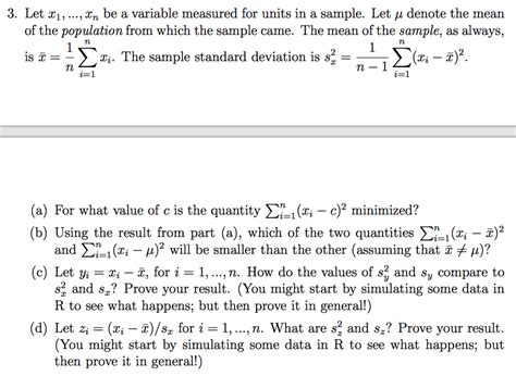 Solved Let X1 Xn Be A Variable Measured For Units In A Chegg