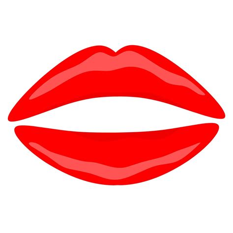 Female Red Lips Vector Illustration Isolated On White Background Red