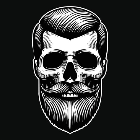 Dark Art Barber Skull Head Mascot Black And White Illustration 46947570 Vector Art At Vecteezy