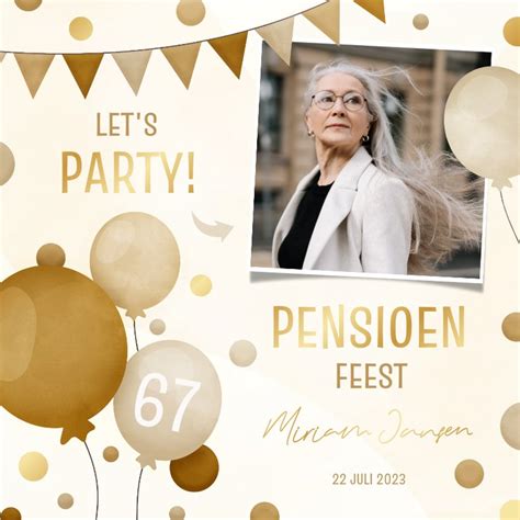 Uitnodiging Pensioenfeest Met Slingers Kaartje Go