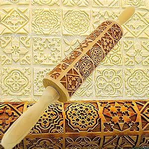 Amazon Christmas Wooden Rolling Pin For Baking Engraved Embossing