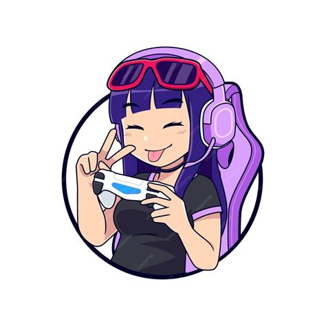 Premium Vector | Cute anime gamer girl expression esport gaming vector ...