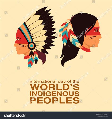 International Day Worlds Indigenous Peoples Vector เวกเตอร์สต็อก ปลอด