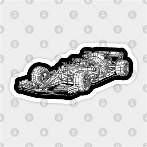 White Formula 1 Car Blueprint Sketch Art - Formula 1 - Sticker | TeePublic