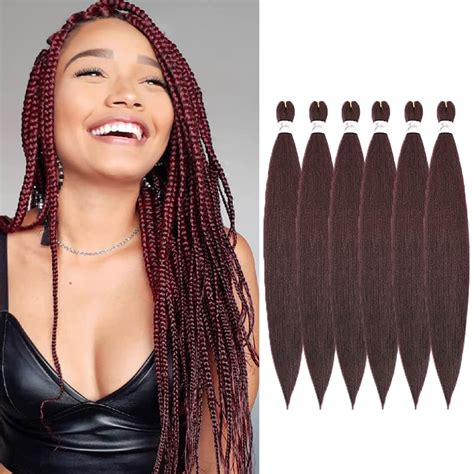 Buy Wigenius Pre Stretched Braiding Hair Inch Wine Red Packs For