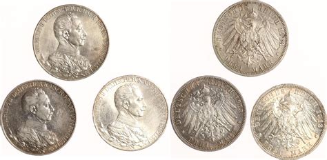 Preussen 3 x 3 Mark 1913 A Wilhelm II 1888 1918 vorzüglich