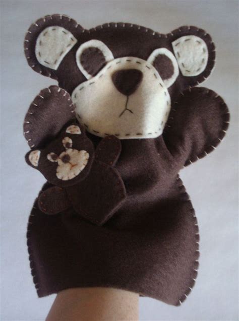 Bear Puppet Hand Puppet Finger Puppet Mom And By ModernSimpleBaby Felt