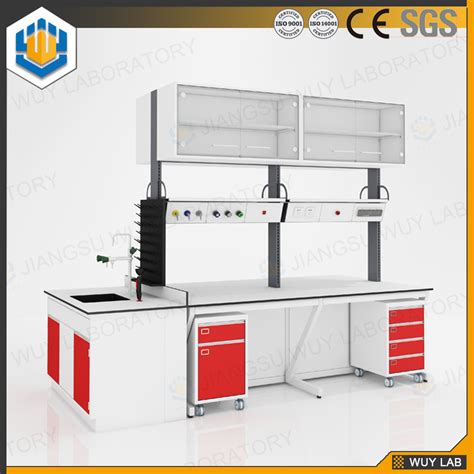 Modern Laboratory Furniture Steel Island Workbench Lab Bench With Wall