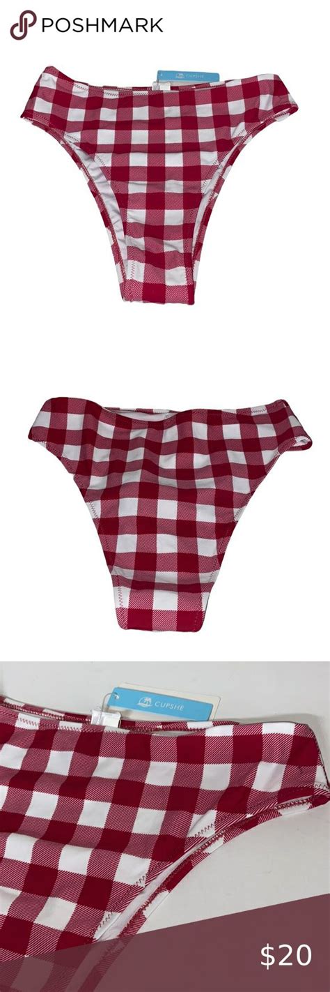 Nwt Cupshe Red White Gingham Check Bikini Bottom Womens Size Medium