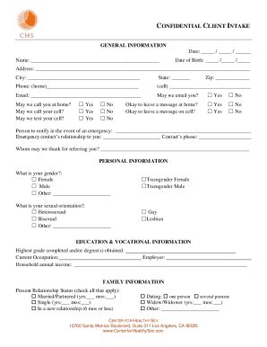 Fillable Online Chs Intake Forms Fax Email Print Pdffiller