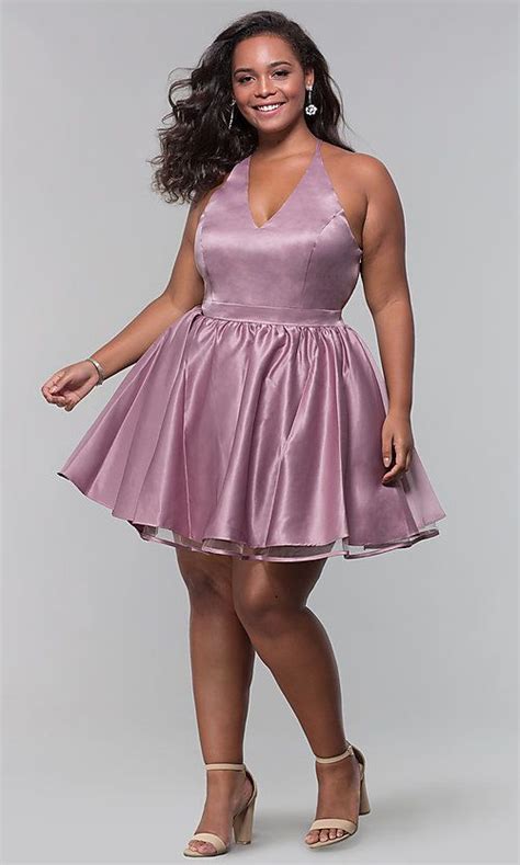 Lace Back Plus Short Homecoming Dress Promgirl Plus Size Homecoming