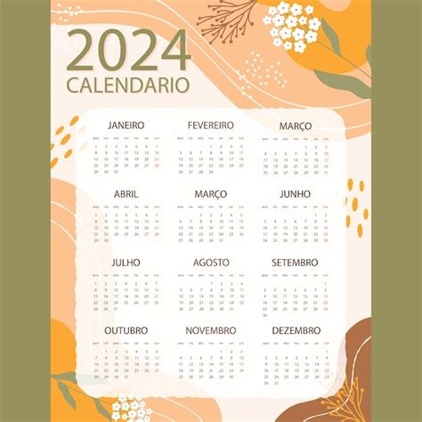 Calendário De 2024 Vetor Premium