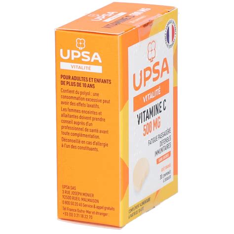 Vitamine C Upsa 500 Mg 30 Comprimés à Croquer Adulte And Enfant Dès 10 Ans Complément