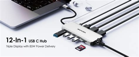 WAVLINK USB C Hub Triple Monitor Laptop 12 In 1 Docking Station