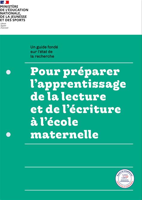 Le Guide Pour Pr Parer L Apprentissage De La Lecture Et De L Criture