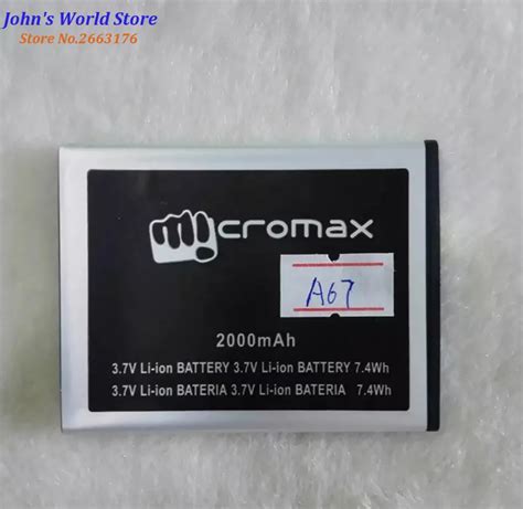 High Quality Original For Micromax A67 Mobile Phone Lithium Battery 3